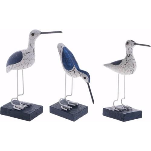 Handcrafted Wooden Model Mediterranean Style Nautical Wooden Craft SEAGULL Home Tabletop Art Ornament