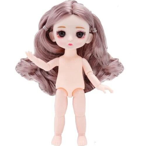 BJD Modified Makeup Doll Mini 16 cm Naked Baby with 13 Joints Movable 3D True 8 Points Dress Up Doll Girl Toy Gift Giving Shoes