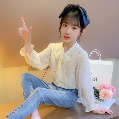 Girls Chiffon Shirt 2020 New Style Girl Fashion Childrenswear Western Style Autumn Clothing Children Korean-style