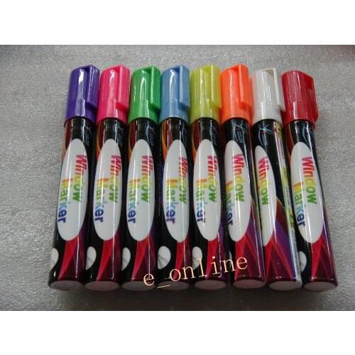 8 Colors 6mm Highlighter Liquid Chalk Pen Erasable Non-toxic for LED Writing Board Chalkboard Sticker