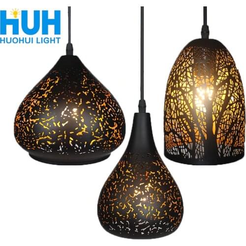 Vintage Pendant Light Nordic Porous Loft E27 LED Iron Etching Lampshade Bar Restaurant Lamp Creativity Style Rust Pendant Lamp