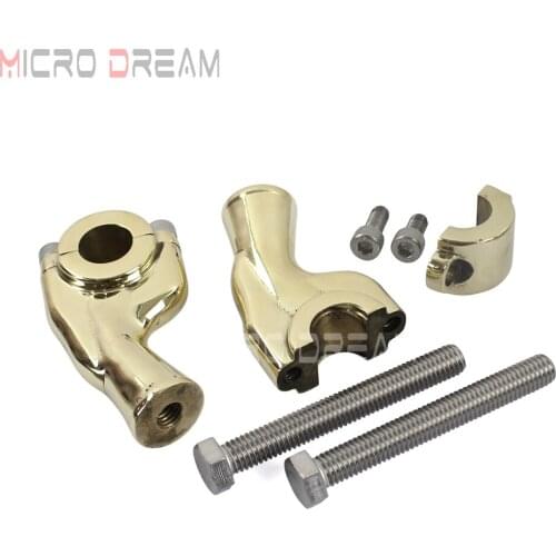 1 Pair Motorcycle 1" Brass Handlebar Riser Fat Bar Mount Clamp Universal 25.4mm Handle Bar Risers for Harley