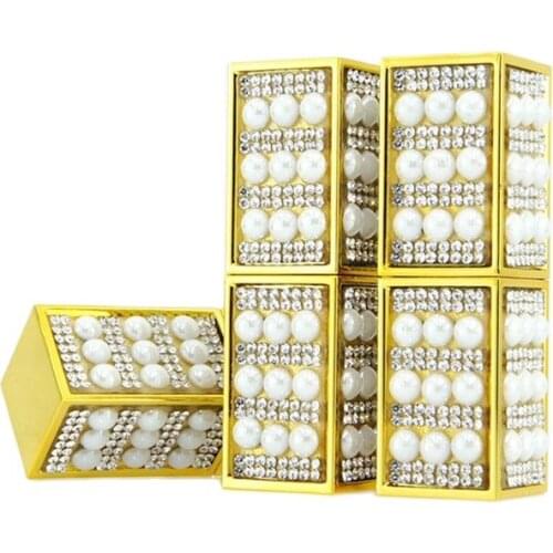 Elegant Empty Lipstick Tube Gold Cosmetic Lip Balm Tubes 12.1mm Square Makeup Lipstick Container with Pearl Patch 10/30pcs