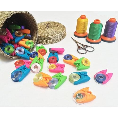 12 Pcs / Pack Bobbin Clips Mini Silicone Sewing Thread Clamp Wire Tool Holder Assorted Colors Mix