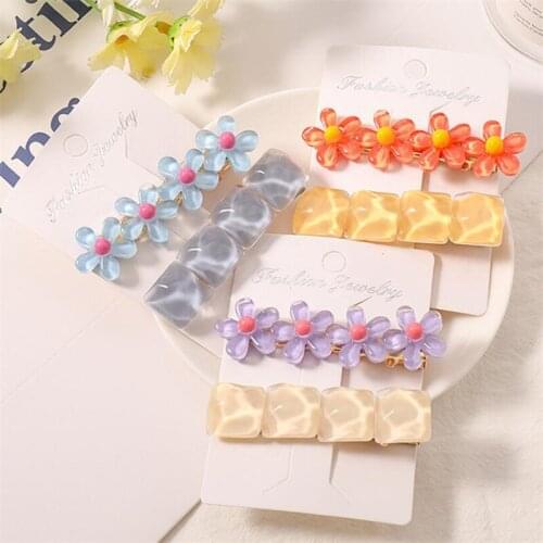 2PCS/Set New Women Girls Cute Colorful Flower Barrettes Sweet Hair Ornament Clips Hairpins Headband Fashion Hair Accessories