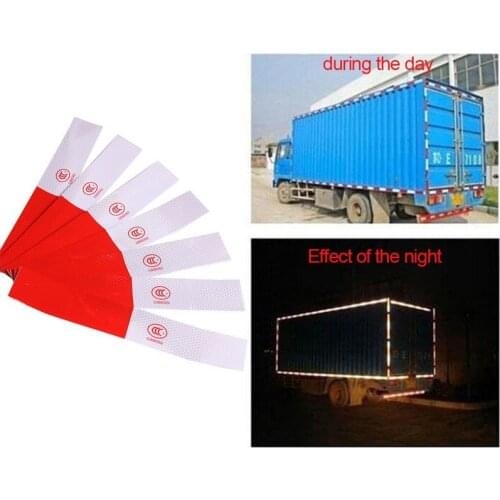 40PCS High Intensity Outdoor Security DIY Red-White Truck Safety Warning Night Reflective Strip Tape Stickers