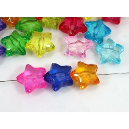 50 Mixed Color Transparent Acrylic Star Charm Beads 20X20mm Kids Crafts