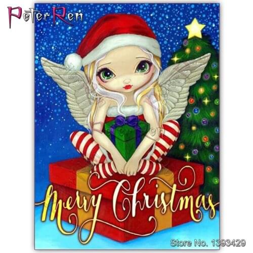 5D Diamond Painting Cartoon girl angel christmas tree Diamond Embroidery Anime full Resin rhinestone mosaic stickers Home Decor