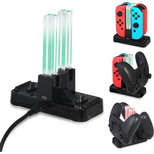 6 in 1 LED Charging Dock Station Controller Charger for Nintend Switch Joy con / Pro Controller Charging Indicator for N-Switch