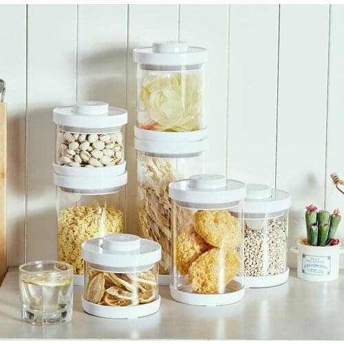 Push Glass Jar High Borosilicate Glass Sealed Tank Candy Storage Jar Transparent Kitchen Milk Powder Tank Storage Bottle Press