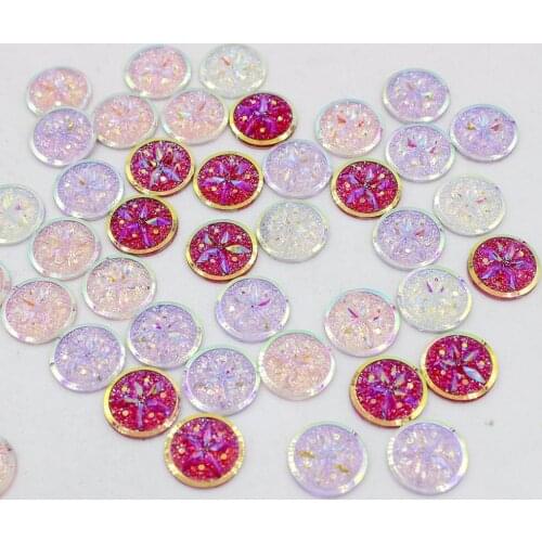 Free Shipping 50pcs/lot 12mm Multi flower Ore surface Design Flatback Resin Heart Stone Beads,Resin flatback