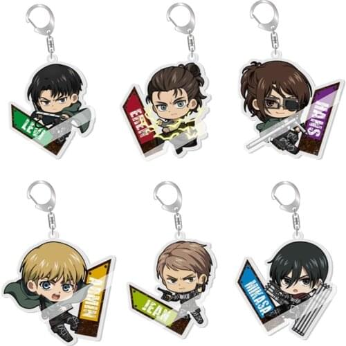 Attack on Titan Keychain Double Sided Acrylic Key Chain Pendant Anime Keychain Accessories Cartoon Key Ring