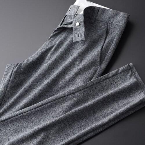Classic Summer Mens Pants Luxury Flower Yarn Business Casual Mens Suit Trousers Hight Quality Fashion Slim Fit Grey Man Pants
