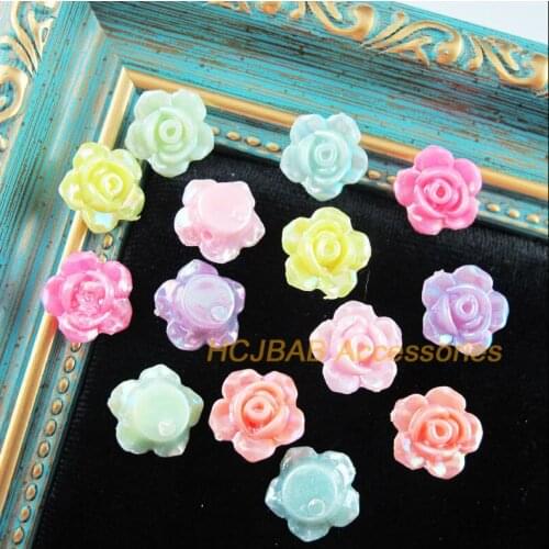 70Pcs Mixed Colors Rose Flower Spacer Beads Charms 12mm