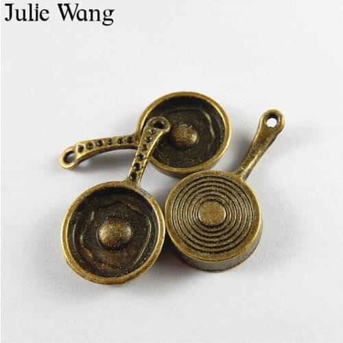 Julie Wang 5PCS Alloy Antique Bronze Small Saucepan Charms Pendants Jewelry Making Findings Necklace Bracelet Metal Accessory