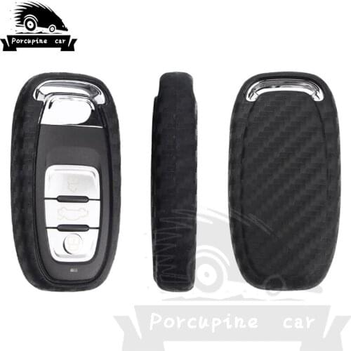 Quality Carbon Fiber Layer Soft Black Silicone Key Case for Audi A4 B6 B7 B8 A5 A6 A7 A8 Q5 Q7 R8 TT S5 Smart Car Key Keychain