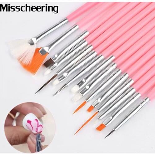 Hot Nail Brushes 15pcs/set Professional Nail Art UV Gel Painting Drawing Liner Pens,DIY Design Nail Decoration Tools