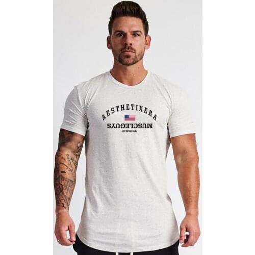 Muscleguys Summer Brand clothing muscle tight t-shirt mens fitness t-shirts homme gyms t shirt men Bodybuilding tees shirts