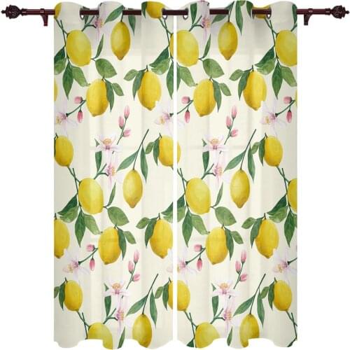 Summer Lemon Fruit Curtains for Bedroom Kitchen Window Treatments Valance Curtains for Living Room