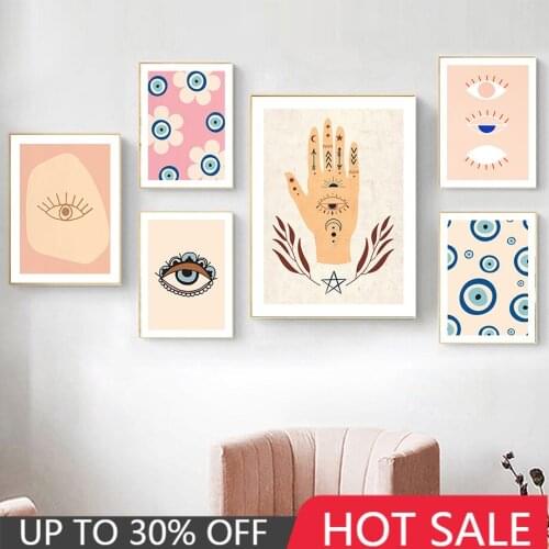 Lucky Turkish Greek Blue Eye evil eyes Wall Art Canvas Painting Nordic Posters And Prints Boho Pictures For Living Room Decor