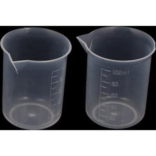 100mL Graduated Beaker Clear Plastic Measuring Cup for Lab 2 Pcs Measuring Tools Measuring Beaker Household Kitchen Cooking Tool