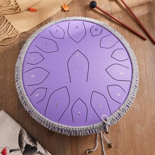 NEW Steel Tongue Drum 14 inch 15 tone Drum Handheld Tank Drum Percussion Instrument Yoga Meditation Beginner Percussion Instrume