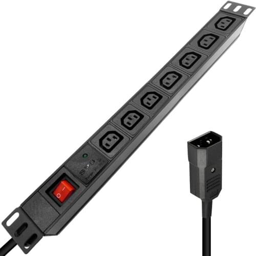 PDU Power Strip 7AC IEC C13 Socket Switch SPD Surge Protection 4000W 2M Cable For Server Network Cabinet Rack