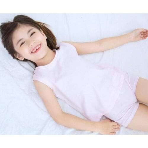 3-12years Girls Pajamas Sleeve Tops And Shorts Sleepwear Children Leisure Nightwear Kids Night Leisure Nighty Home Clothes