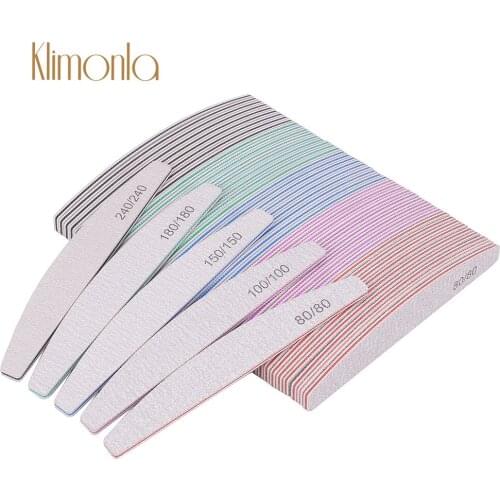 25Pcs/Lot Professional Half Moon Nail File 80/100/150/180/240 Grit Grey Sanding UV Gel Polishing Pedicure Buffer Nial Tools