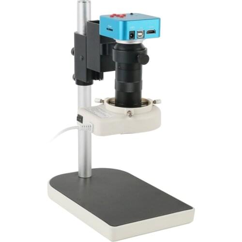 38MP 2K1080P HDMI USB Industry Video Microscope Camera +100x C-mount Lens+ Microscope Stand +144 LED Light For PCB Soldering
