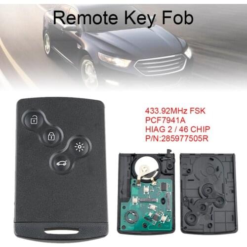 433MHz Universal Smart Card Car Remote Key with PCF7941A Chip Fit for Renault Megane III Fluence Laguna III Scenic 2009-2015
