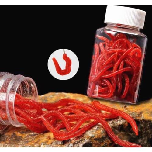 50/100/200pcs Lifelike Red Worm Soft Lure 4cm Earthworm Fishing Silicone Artificial Bait Fishy Smell Shrimp Additive Bass Carp