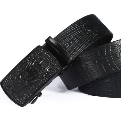 New mens business crocodile pattern waist strap teenager fashion metal engraving automatic buckle belt jeans trousers Waistband