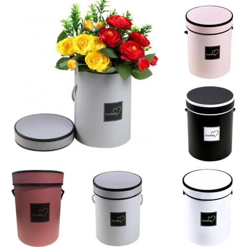 Handheld Flowers Bouquet Paper Packing Box Case with Lid Hug Bucket Florist Gift