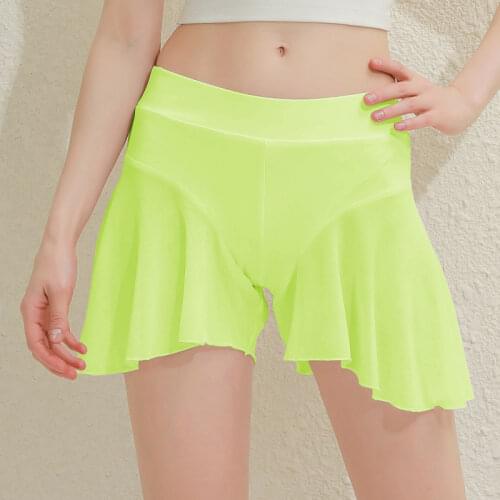Womens Shorts High Waist Pole Dance Ruffle Hot Mini Tight Bikini Sexy Mature Laides Shorts Thin See-through Short Skirt Pants
