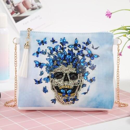 Handbag Mosaic 5D DIY Diamond Painting Skull butterfly Wallet Bag Leather Crossbody DIY Diamond Embroidery Pouch Handmade Gift