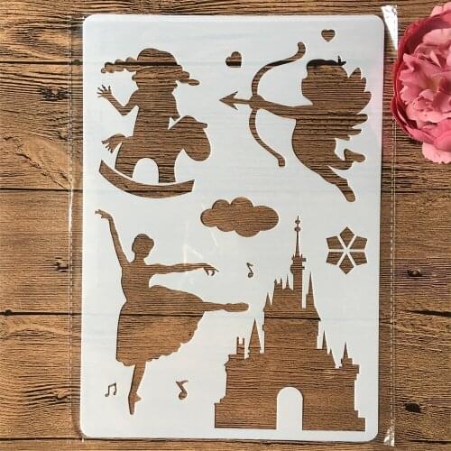 A4 29cm Arrow Dance Girl Horse DIY Layering Stencils Wall Painting Scrapbook Coloring Embossing Album Decorative Template