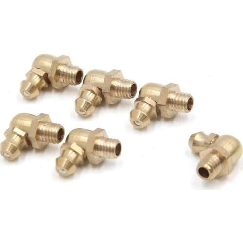 Uxcell 6 Pcs Brass M6 x 1mm Thread 90 Degree Angle Grease Zerk Nipple Fitting for Car