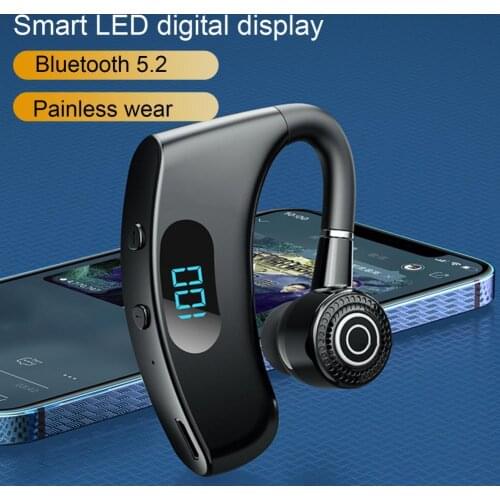 V12 Wireless Headsets LED Display Long Standby Time Stereo TWS Bluetooth 5.2 Stereo Earhook Earphones for Business