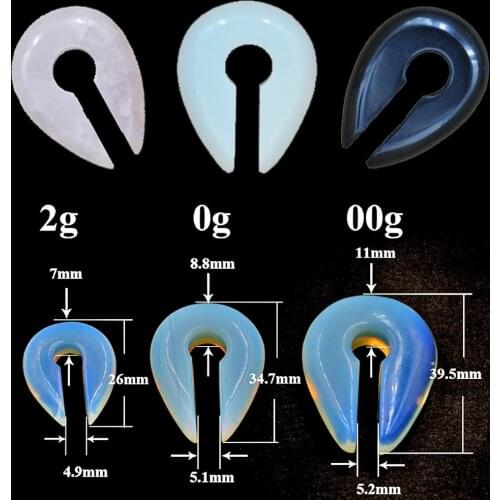 2Pcs Keyhole Pink Opal Ear Weight Hanger Ear Stretcher Expander Weights Piercing Body Jewelry Earring Spiral Gauges Ear Plug