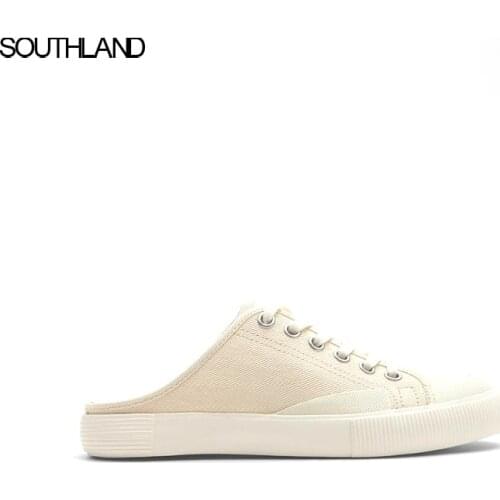 SOUTHLAND Summer canvas shoes women Leisure sport White shoes Half slippers Flat sneakers