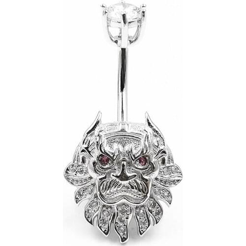 925 sterling silver Belly button Ring Lion shape belly piercing Cubic Zirconia nacel ring piercing body jewelry 1pc