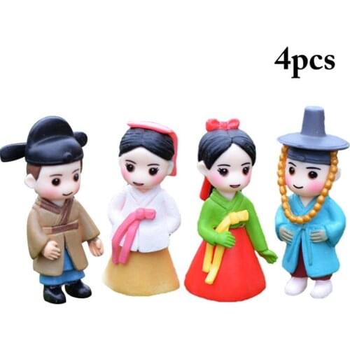 4pcs/set Miniature Statue Cute Ancient Couples Garden Statue Landscape Ornament Home Decorations For Garden