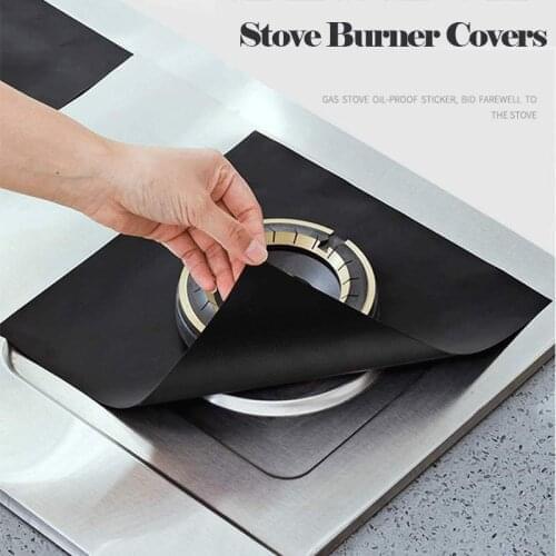 4PCS Stove Burner Covers Protector Reusable Gas Stove Burner Cover Liner Mat Heat Resistant Durable Cuttable Kitchen Accessory
