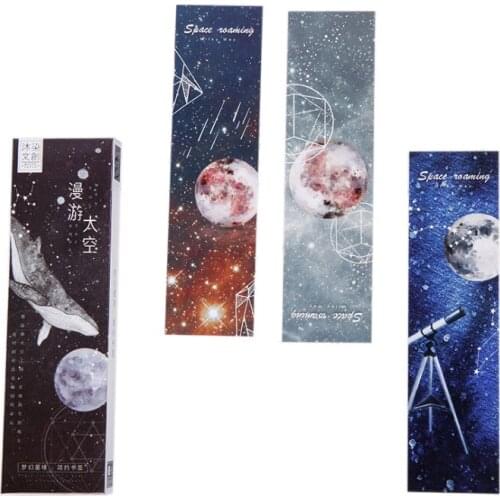 6packs/lot Message Card Creative Galaxy Roaming Space Bookmark School Supplies Stationery Student