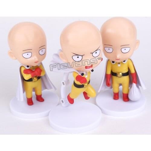 Anime Cute ONE PUNCH MAN Saitama Sensei PVC Figures Collectible Toys 3pcs/set 4" 10cm