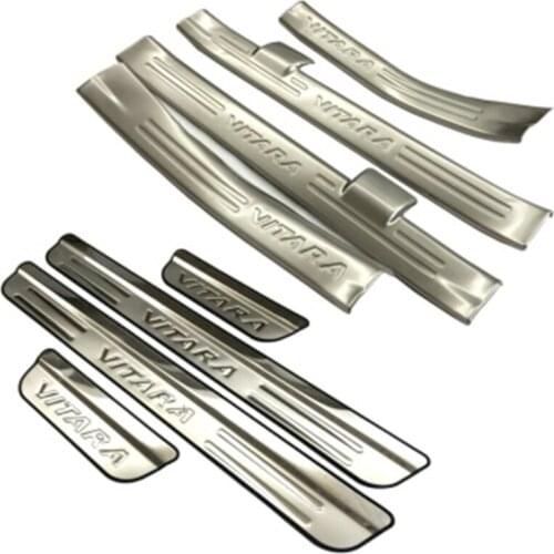 Car Styling For Suzuki Vitara 2015-2020 Internal + external Stainless Steel car Scuff Plate/Door Sill Door Sill