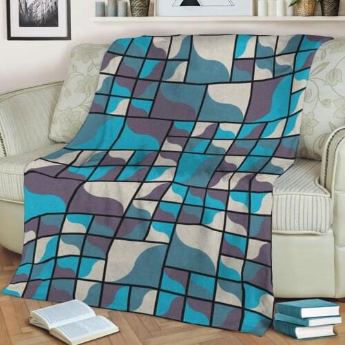 Abstract Geometric Pattern 3D Printed Velvet Plush Throw Fleece Blanket Bedspread Sherpa Blanket Home Decora