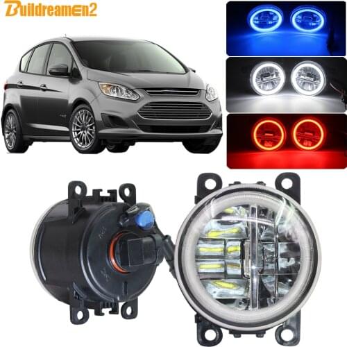 Buildreamen2 Car LED Fog Light 4000LM Angel Eye DRL Daytime Running Lamp 12V For Ford C-Max 2 MPV 2010 2011 2012 2013 2014 2015