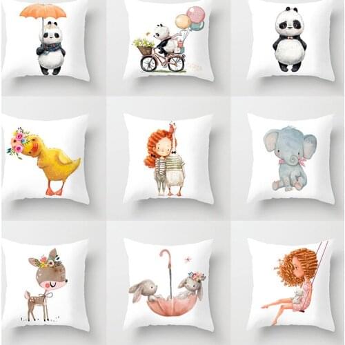 Cartoon Panda Animal Series Polyester Sofa Decorative Cushion Cover for Home Decor 45x45cm